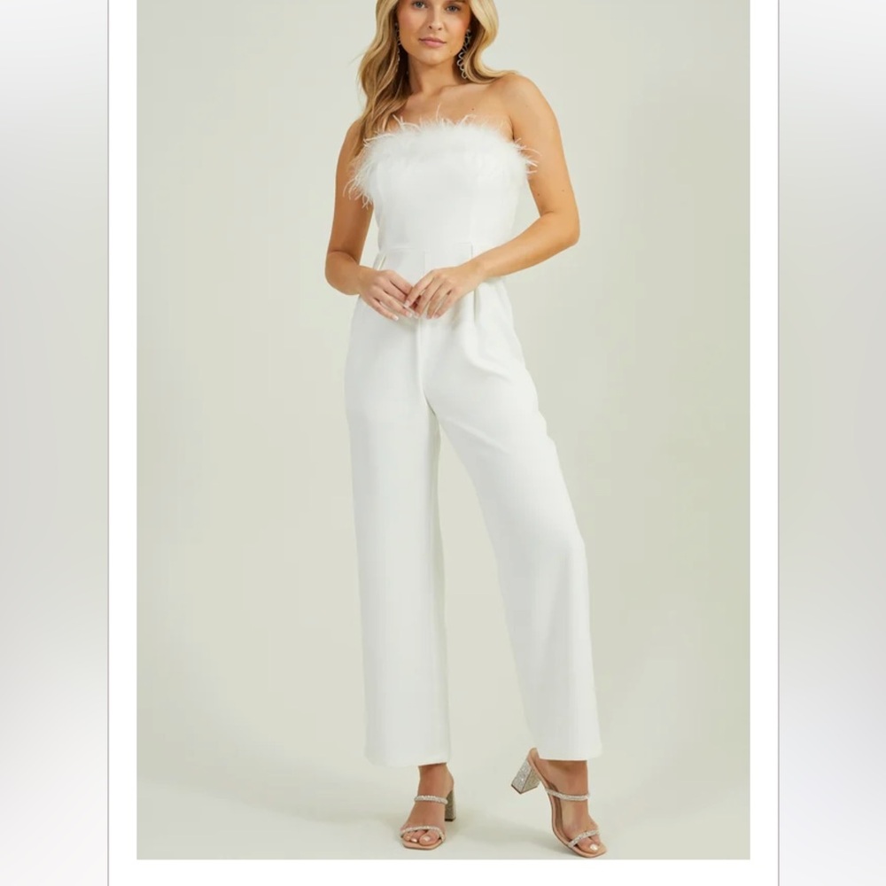 Feather Trim Jumpsuit from Altar’d State